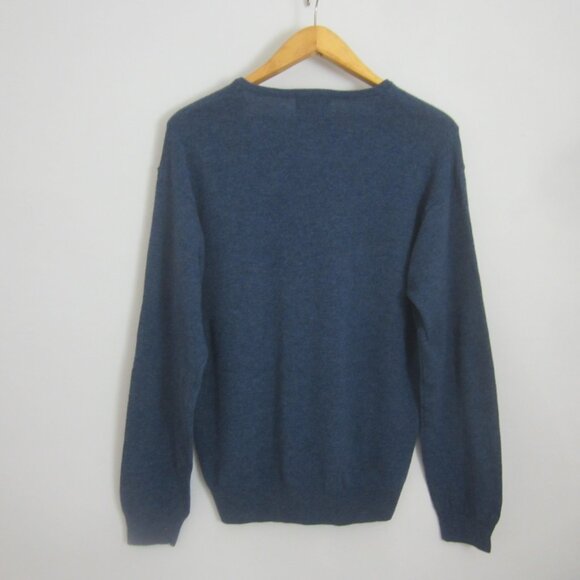 Pendleton Mens Medium Heather Blue 100% Lambswool V Neck LS Pullover Sweater M e - Picture 2 of 9